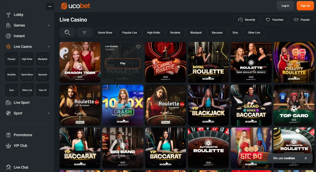 UcoBet ook een live casino