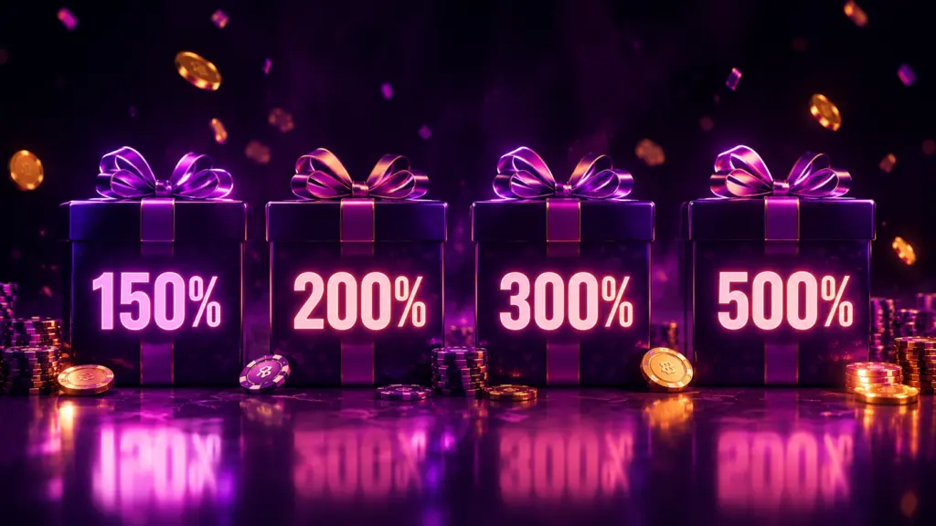 Vergelijking van 150%, 200%, 300% en 500% casino bonussen